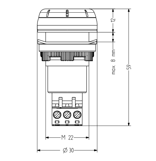 dimension ESV Panel mount buzzer M22